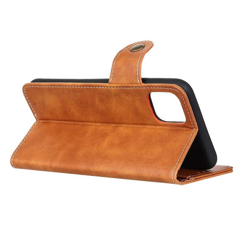 Leren Hoesje Samsung Galaxy Note 10 Lite Rood Zwart Artistieke Knoop En Stiksel