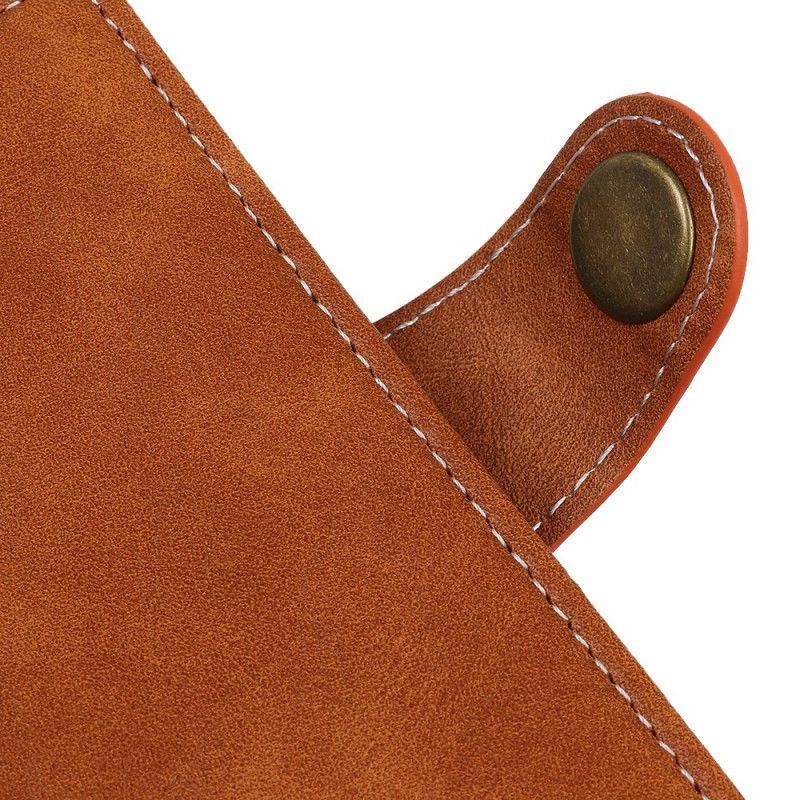 Leren Hoesje Samsung Galaxy Note 10 Lite Rood Zwart Artistieke Knoop En Stiksel