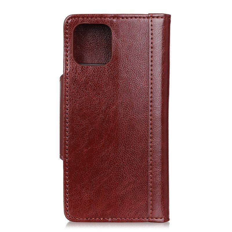 Leren Hoesje Samsung Galaxy Note 10 Lite Wit Zwart Sluiting Elegantie Van Imitatieleer