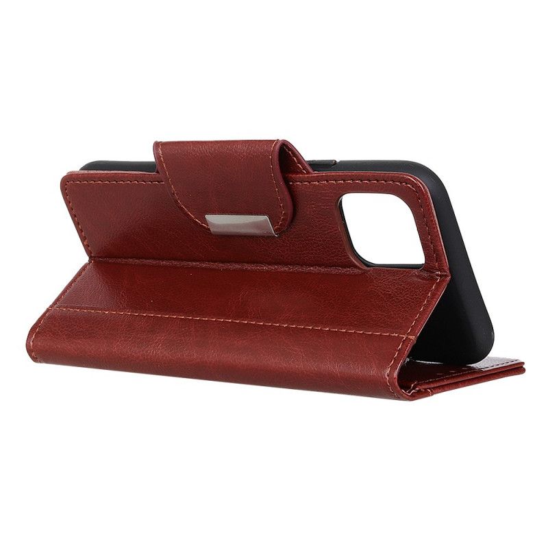 Leren Hoesje Samsung Galaxy Note 10 Lite Wit Zwart Sluiting Elegantie Van Imitatieleer