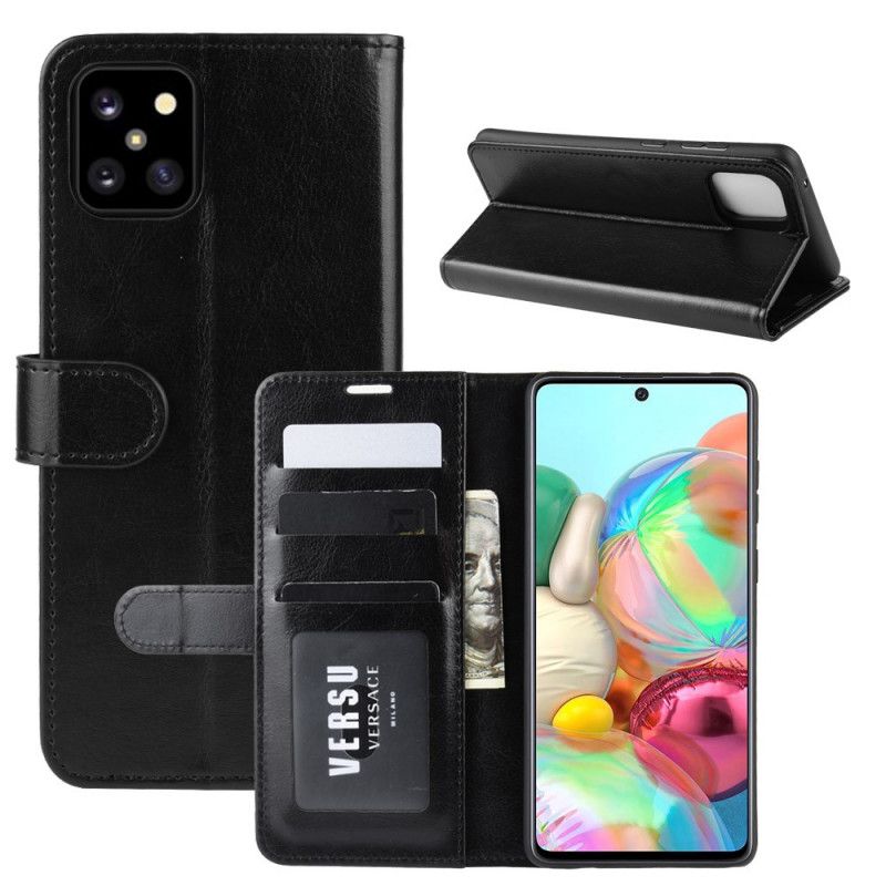 Leren Hoesje voor Samsung Galaxy Note 10 Lite Wit Zwart Fijne Leertextuur