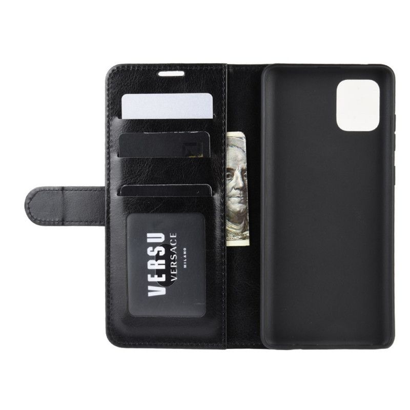 Leren Hoesje voor Samsung Galaxy Note 10 Lite Wit Zwart Fijne Leertextuur