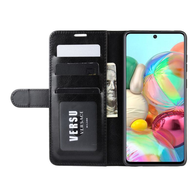 Leren Hoesje voor Samsung Galaxy Note 10 Lite Wit Zwart Fijne Leertextuur