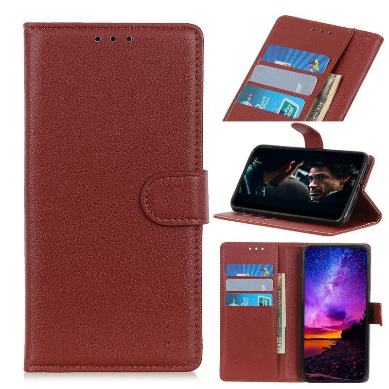 Leren Hoesje voor Samsung Galaxy Note 10 Lite Wit Zwart Lychee Kunstleer