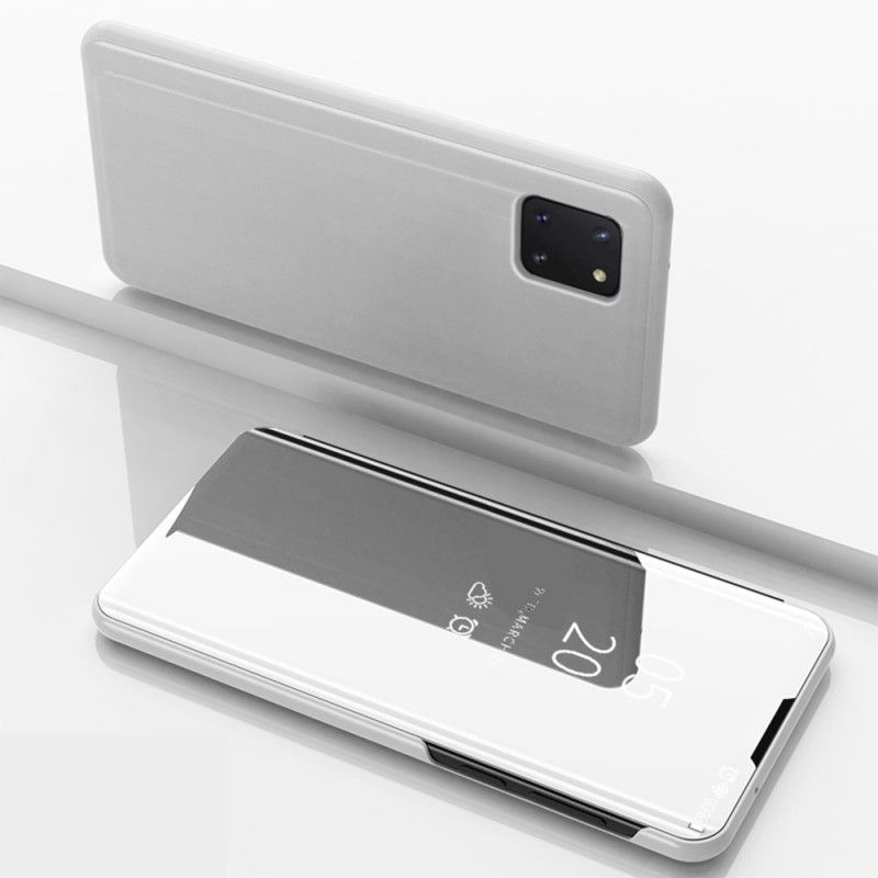 Zichtafdekking Samsung Galaxy Note 10 Lite Donkerblauw Zwart Spiegel En Kunstleer