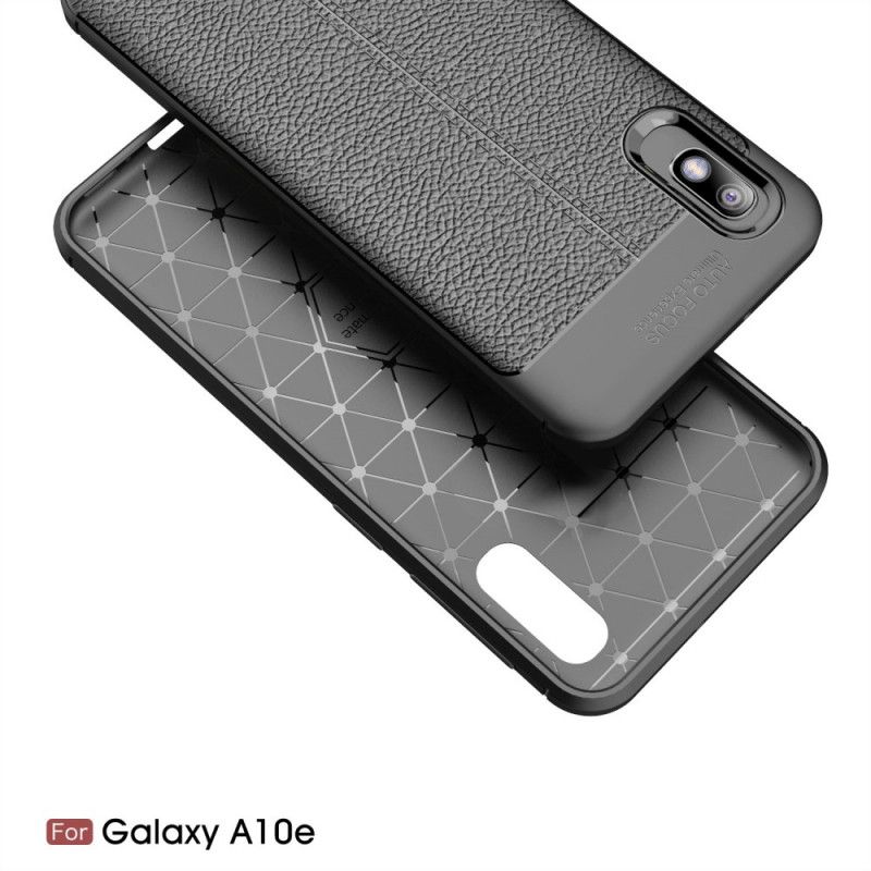 Hoesje Samsung Galaxy A10e Rood Zwart Dubbellijn Lychee Leereffect