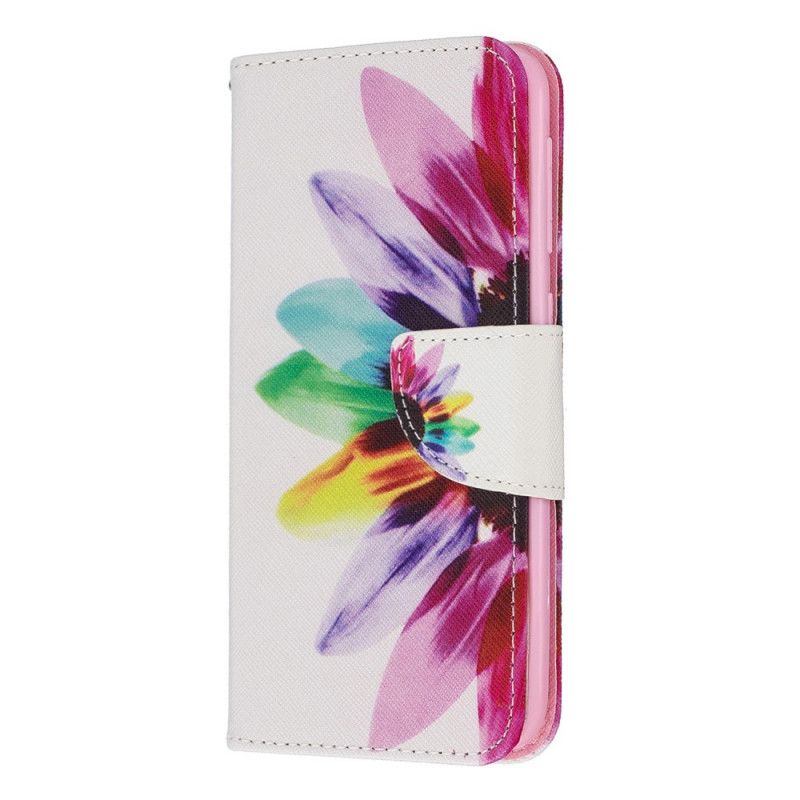 Leren Hoesje Samsung Galaxy A10e Telefoonhoesje Aquarelbloem