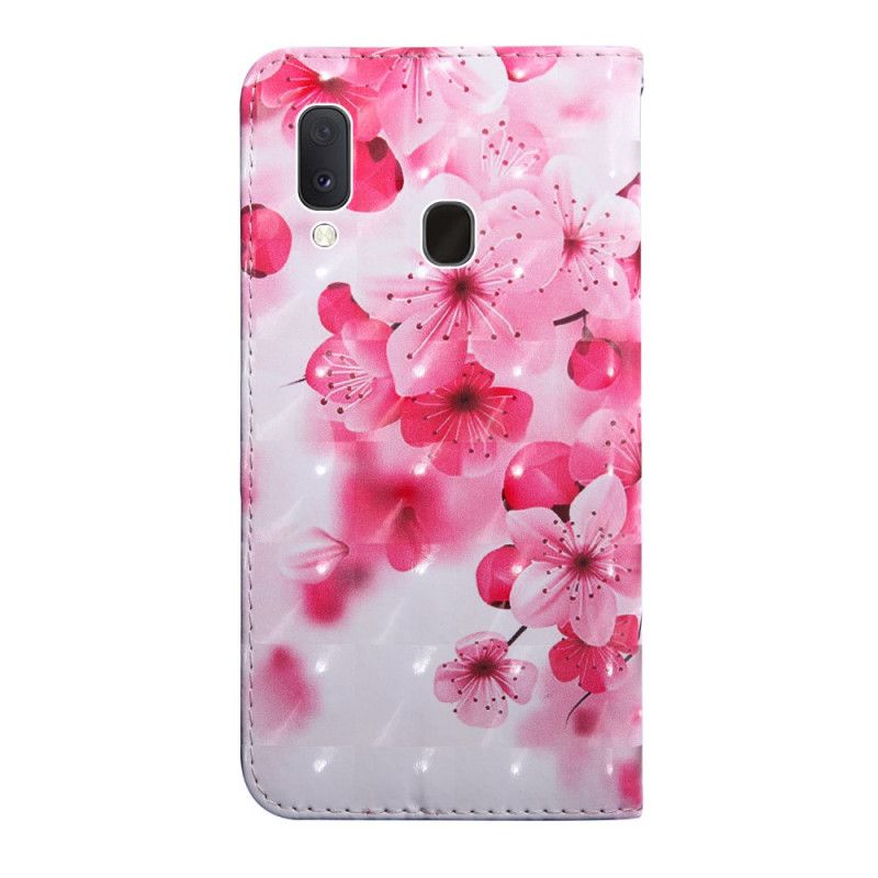 Leren Hoesje voor Samsung Galaxy A10e Roze Bloemen