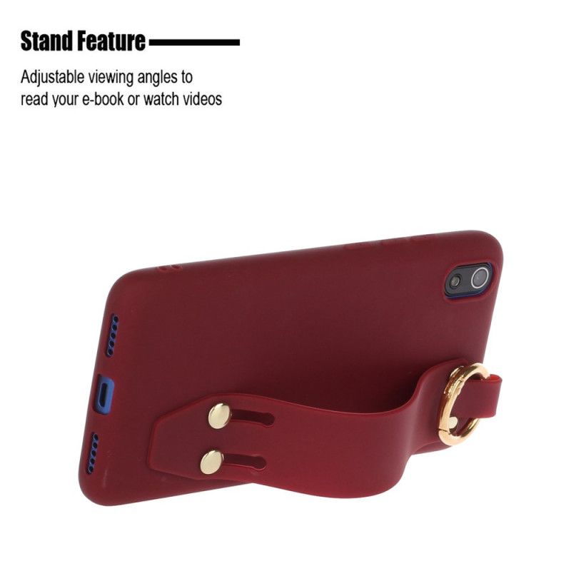 Case Hoesje Xiaomi Redmi 7A Magenta Rood Telefoonhoesje Siliconen Met Steunband