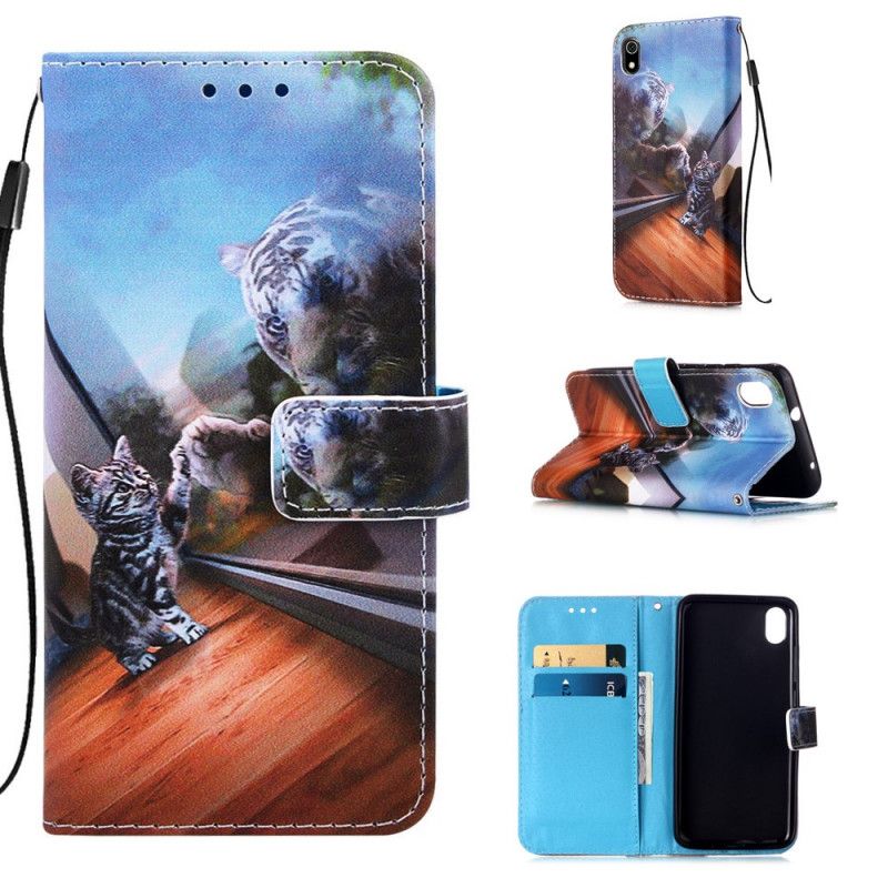 Cover Folio-hoesje Xiaomi Redmi 7A Oranje Zwart Telefoonhoesje Mijmeringen Van Ernest De Stringkat