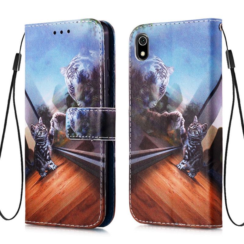 Cover Folio-hoesje Xiaomi Redmi 7A Oranje Zwart Telefoonhoesje Mijmeringen Van Ernest De Stringkat