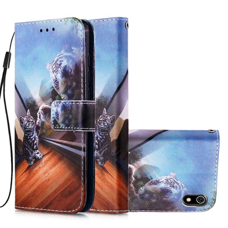 Cover Folio-hoesje Xiaomi Redmi 7A Oranje Zwart Telefoonhoesje Mijmeringen Van Ernest De Stringkat
