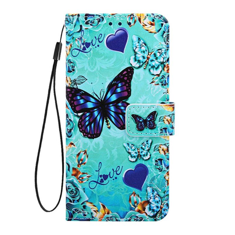 Cover Folio-hoesje Xiaomi Redmi 7A Telefoonhoesje Liefdesvlinders Met String