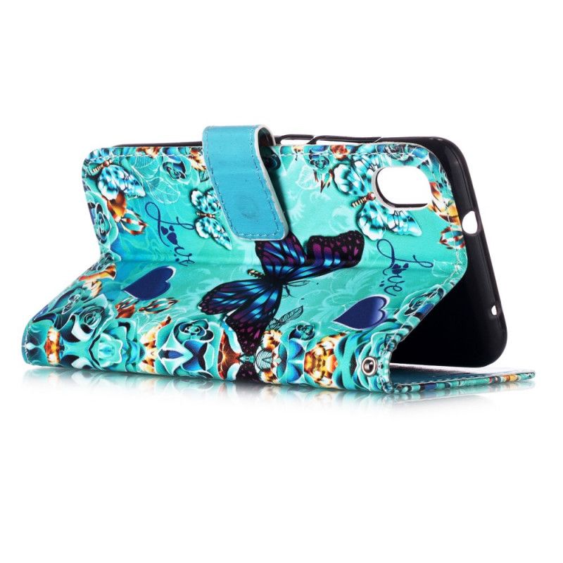 Cover Folio-hoesje Xiaomi Redmi 7A Telefoonhoesje Liefdesvlinders Met String