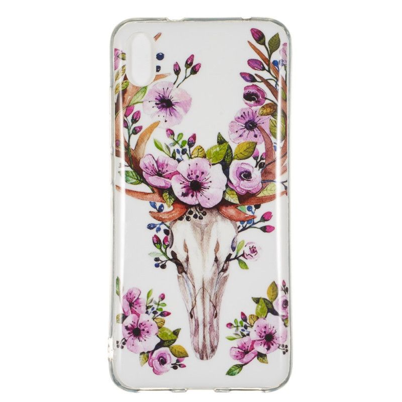 Cover Hoesje Xiaomi Redmi 7A Telefoonhoesje Eland Met Fluorescerende Bloemen