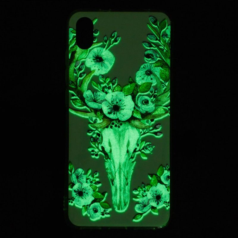 Cover Hoesje Xiaomi Redmi 7A Telefoonhoesje Eland Met Fluorescerende Bloemen