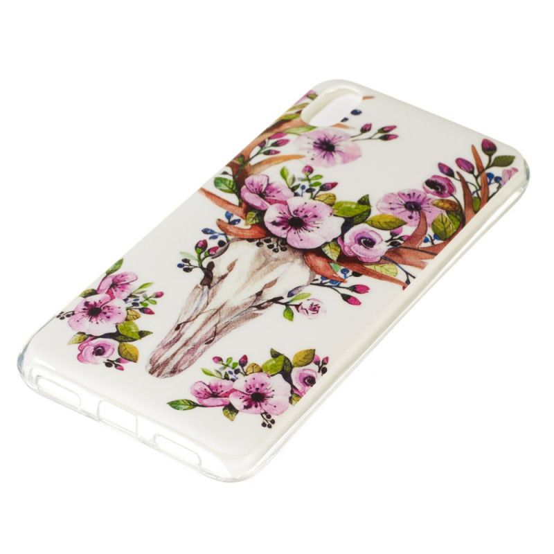 Cover Hoesje Xiaomi Redmi 7A Telefoonhoesje Eland Met Fluorescerende Bloemen