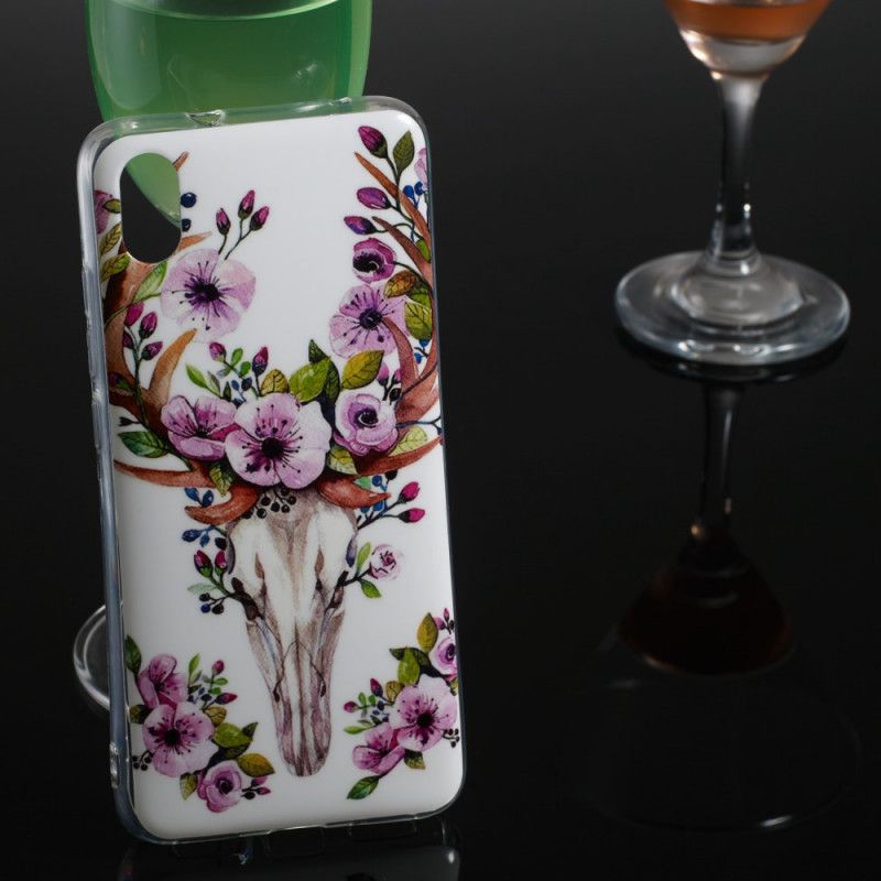 Cover Hoesje Xiaomi Redmi 7A Telefoonhoesje Eland Met Fluorescerende Bloemen