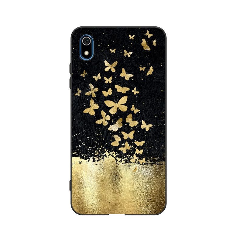 Cover Hoesje Xiaomi Redmi 7A Telefoonhoesje Flexibele Siliconen Gouden Vlinders