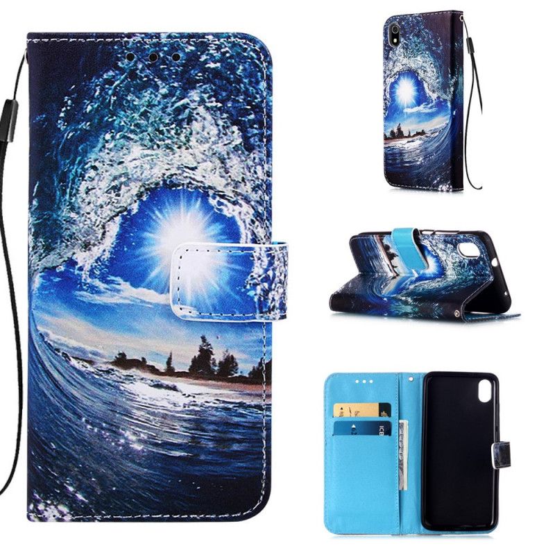 Flip Case Leren Xiaomi Redmi 7A Donkerblauw Zwart Musketry Landschap Mijmeringen