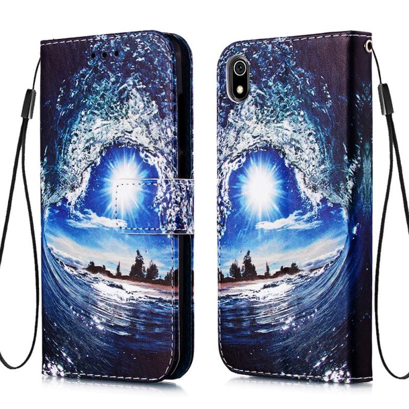 Flip Case Leren Xiaomi Redmi 7A Donkerblauw Zwart Musketry Landschap Mijmeringen