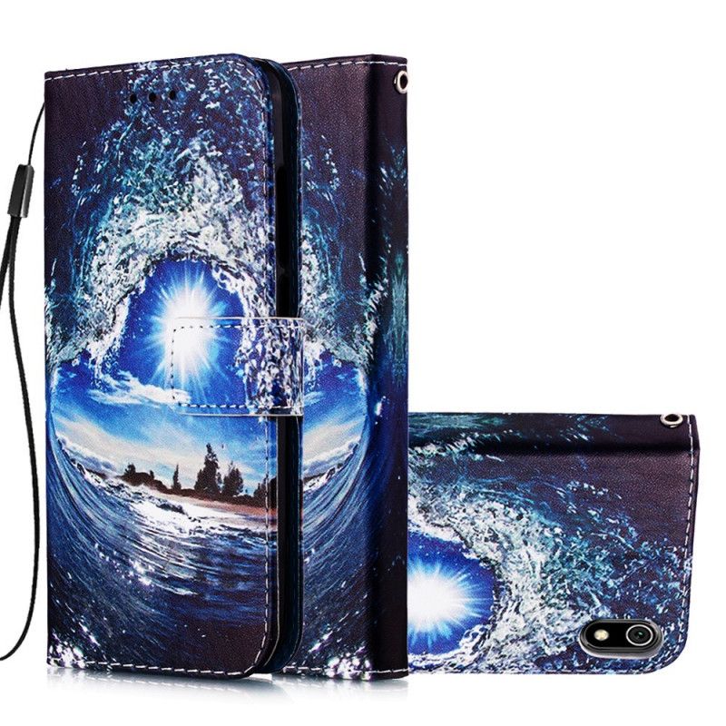 Flip Case Leren Xiaomi Redmi 7A Donkerblauw Zwart Musketry Landschap Mijmeringen