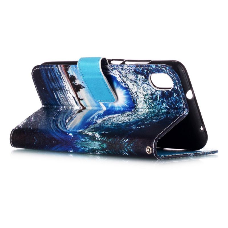 Flip Case Leren Xiaomi Redmi 7A Donkerblauw Zwart Musketry Landschap Mijmeringen