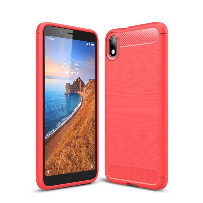 Hoesje Xiaomi Redmi 7A Rood Zwart Geborsteld Koolstofvezel