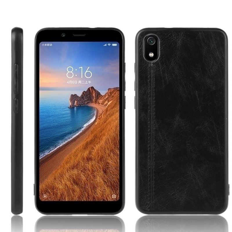 Hoesje Xiaomi Redmi 7A Rood Zwart Gestikt Leereffect