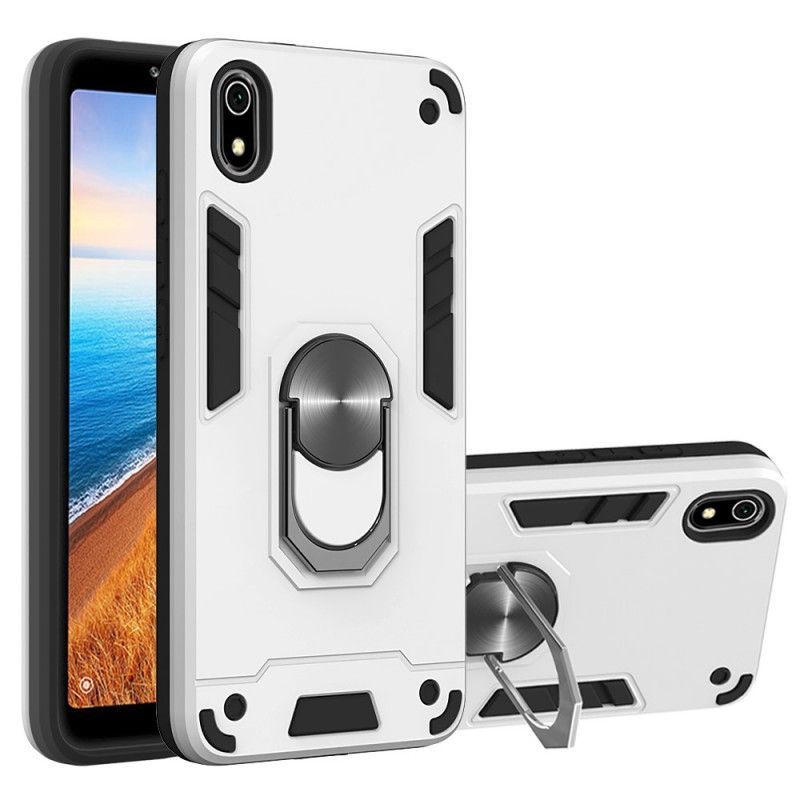 Hoesje Xiaomi Redmi 7A Wit Zwart Afneembare Ringhouder