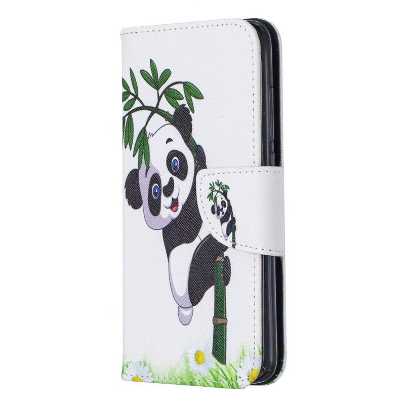 Leren Hoesje voor Xiaomi Redmi 7A Panda Op Bamboe