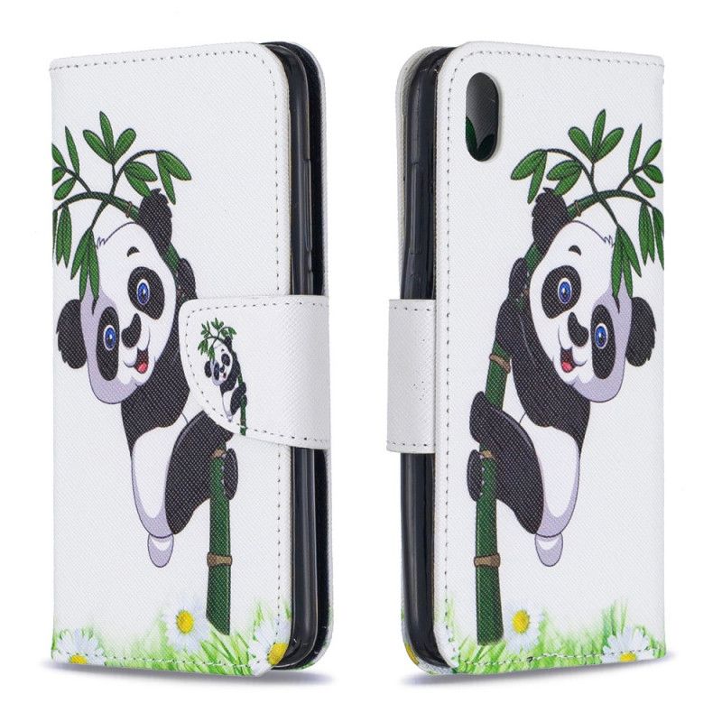 Leren Hoesje voor Xiaomi Redmi 7A Panda Op Bamboe