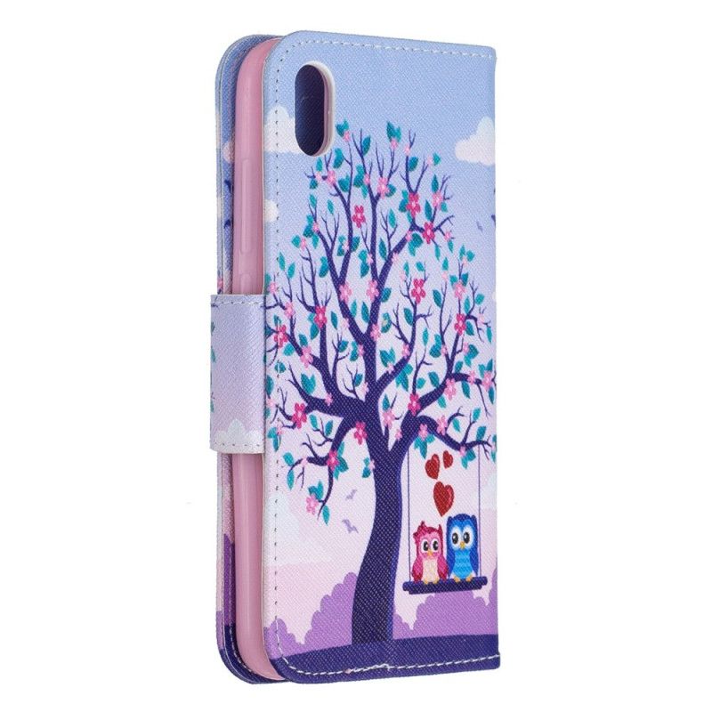 Leren Hoesje voor Xiaomi Redmi 7A Uilen Op De Schommel