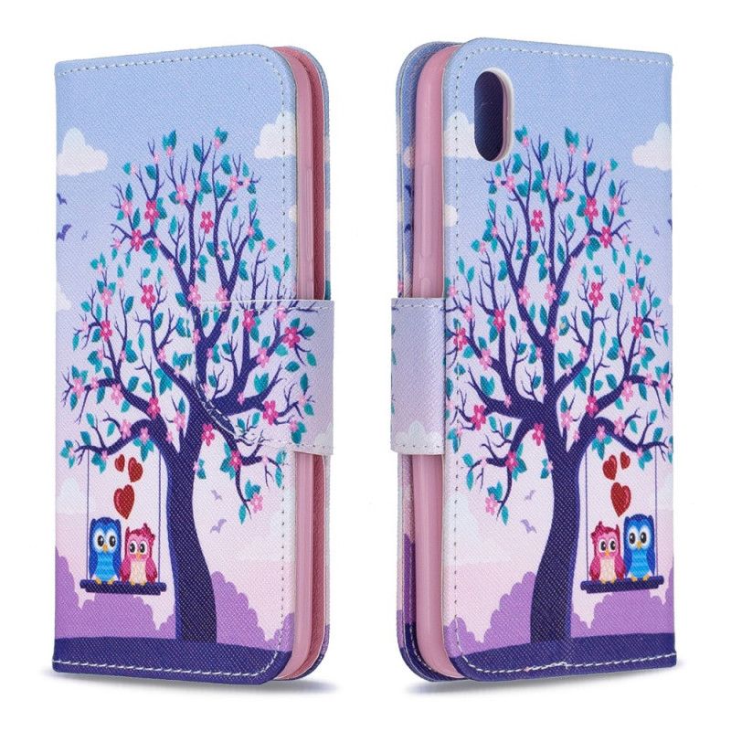Leren Hoesje voor Xiaomi Redmi 7A Uilen Op De Schommel