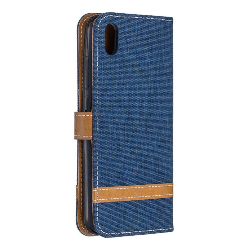 Leren Hoesje Xiaomi Redmi 7A Grijs Zwart Stof En Leereffect Met String