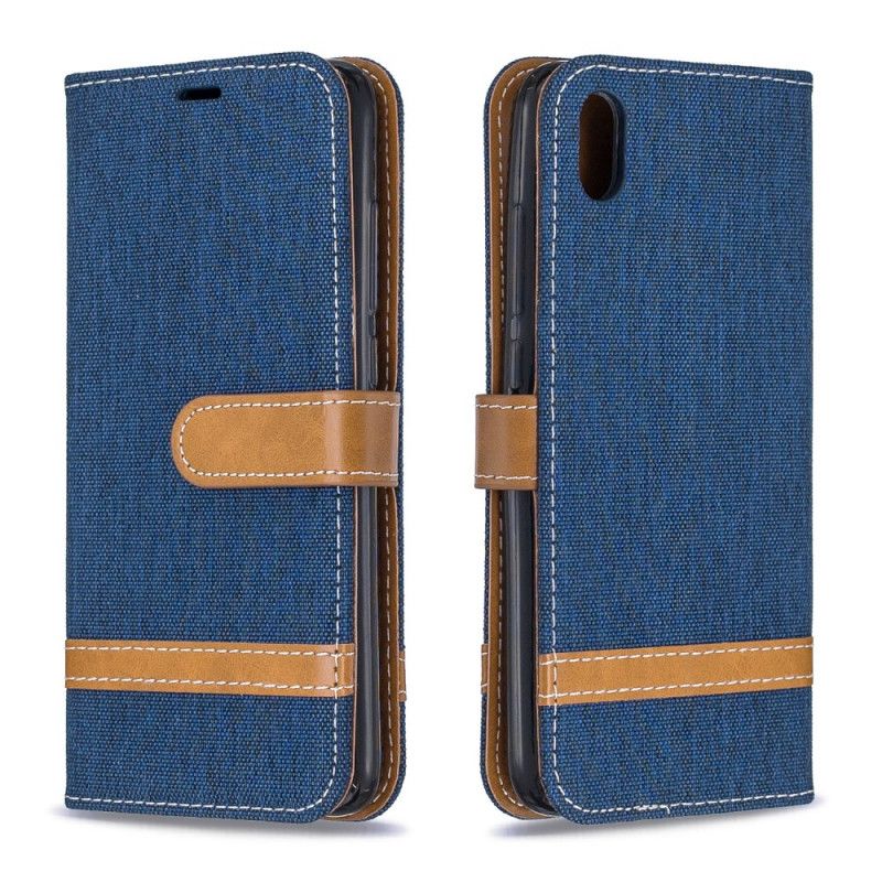 Leren Hoesje Xiaomi Redmi 7A Grijs Zwart Stof En Leereffect Met String