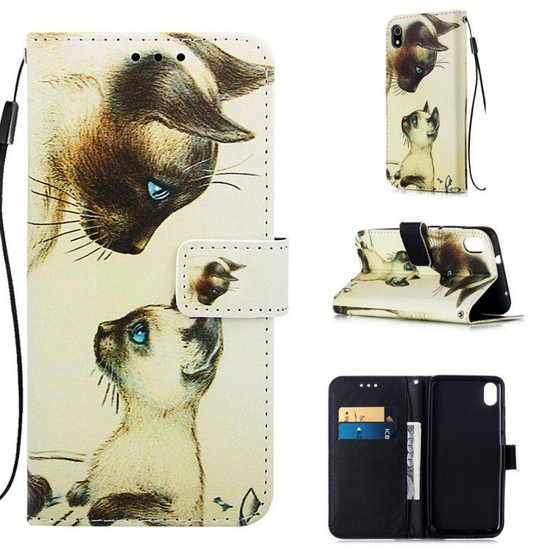 Leren Hoesje Xiaomi Redmi 7A Kitten En Mama Met String