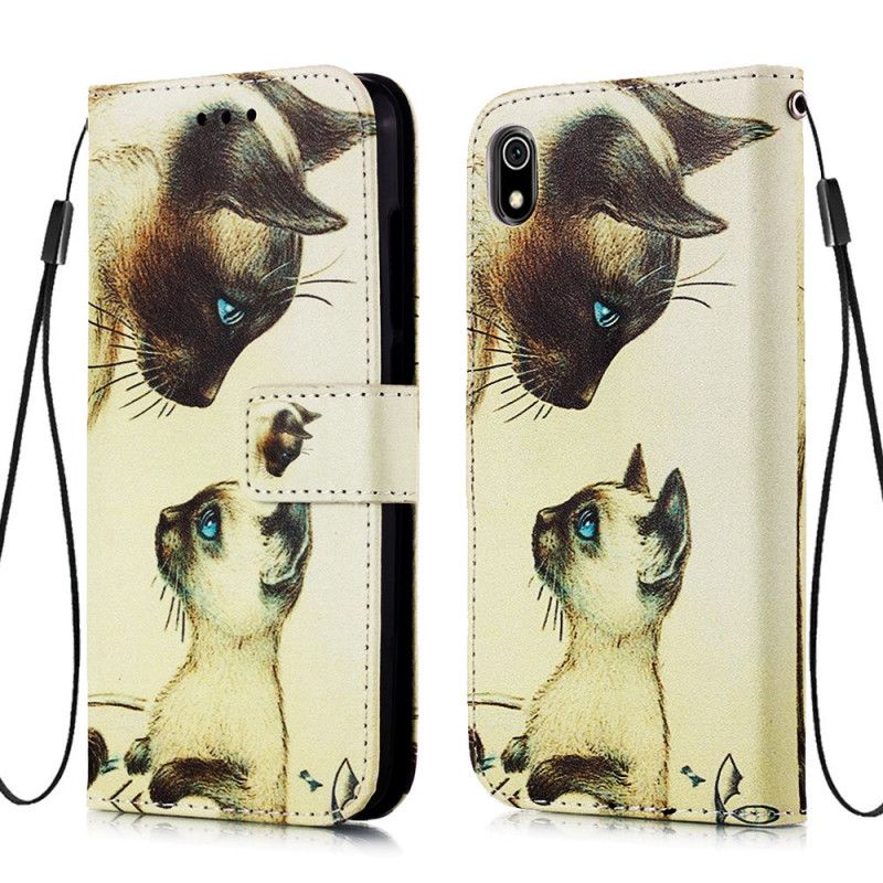 Leren Hoesje Xiaomi Redmi 7A Kitten En Mama Met String