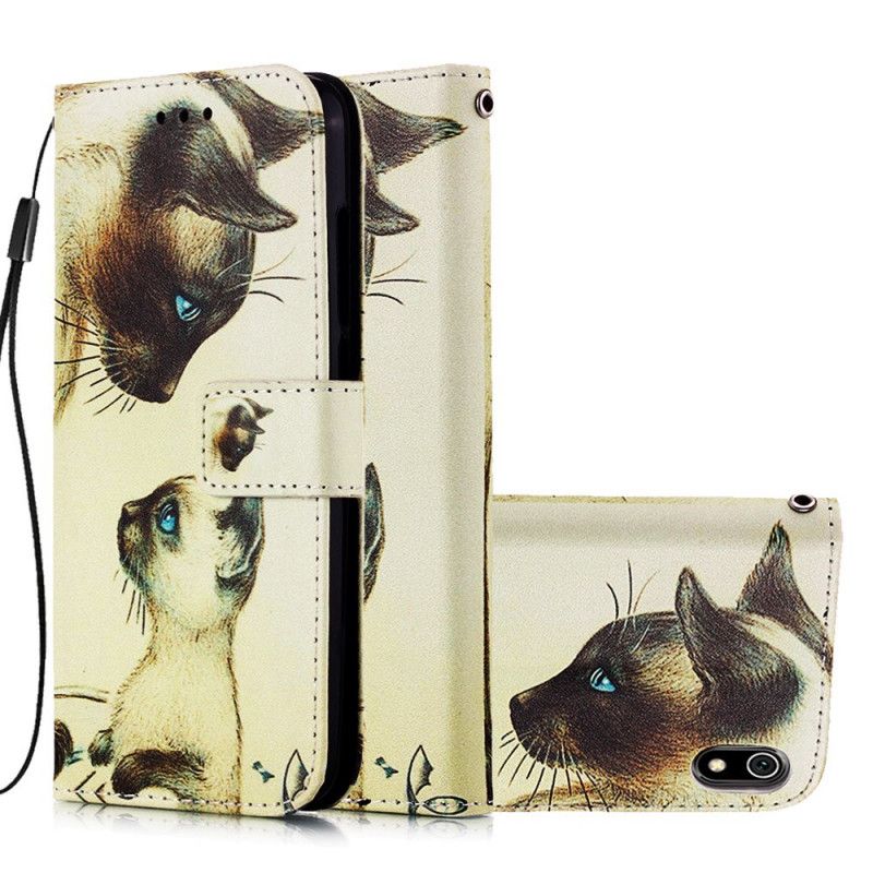 Leren Hoesje Xiaomi Redmi 7A Kitten En Mama Met String