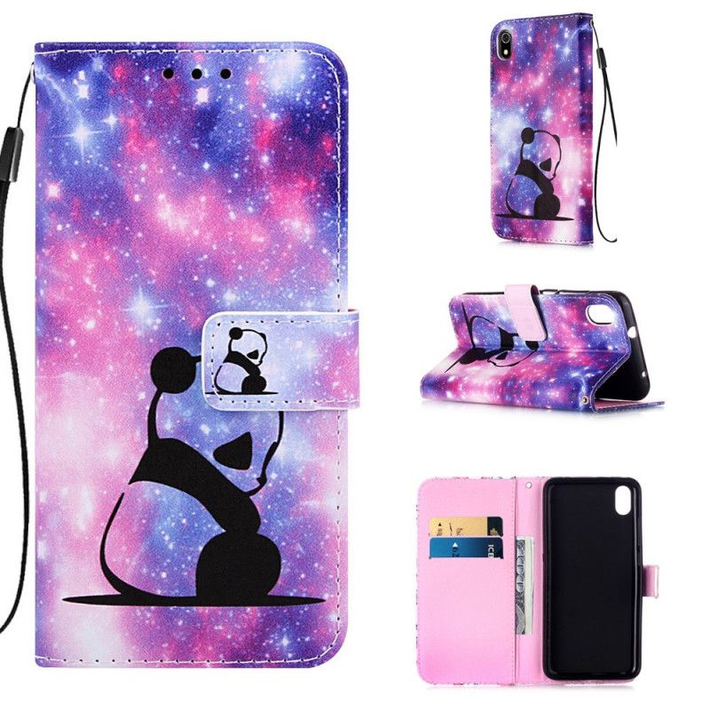 Leren Hoesje Xiaomi Redmi 7A Lichtpaars Roze Telefoonhoesje String Panda Mijmeringen