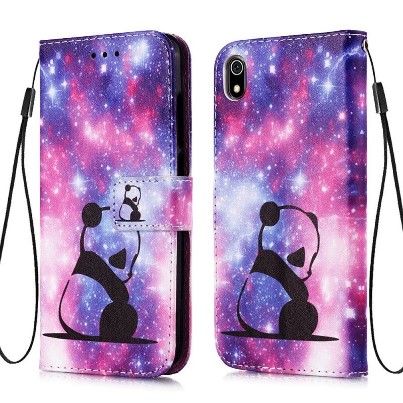 Leren Hoesje Xiaomi Redmi 7A Lichtpaars Roze Telefoonhoesje String Panda Mijmeringen