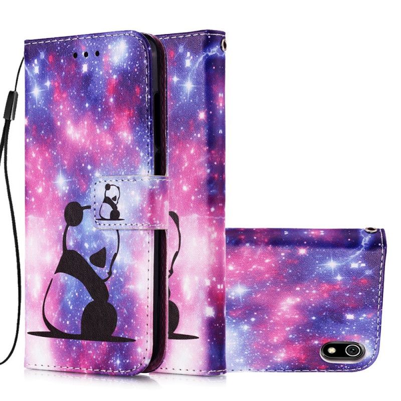 Leren Hoesje Xiaomi Redmi 7A Lichtpaars Roze Telefoonhoesje String Panda Mijmeringen