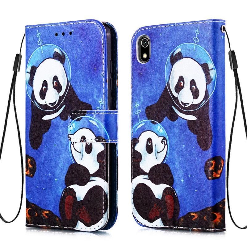 Leren Hoesje Xiaomi Redmi 7A Panda'S Kosmonauten Met String