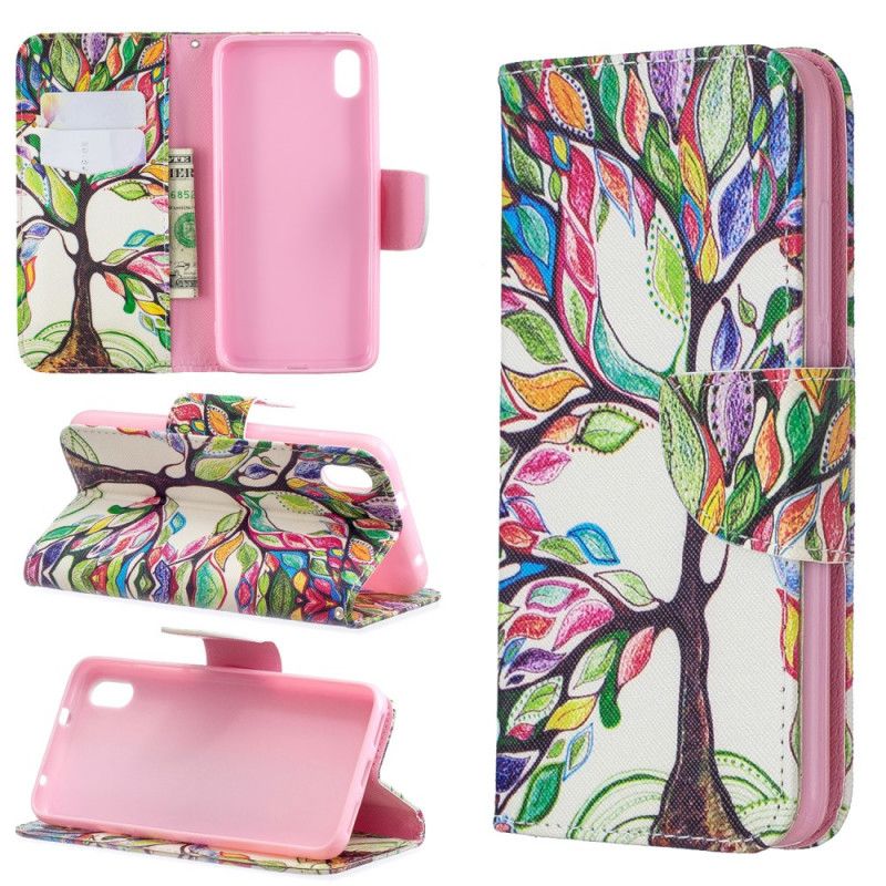 Leren Hoesje Xiaomi Redmi 7A Telefoonhoesje Gekleurde Boom