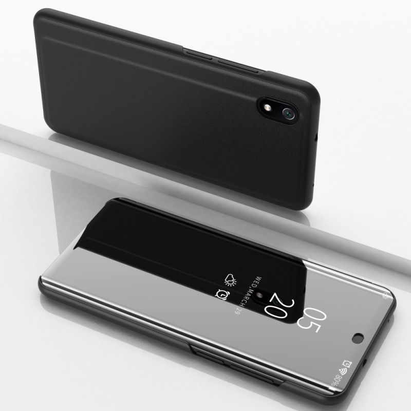Zichtafdekking Xiaomi Redmi 7A Magenta Zwart Spiegel En Kunstleer