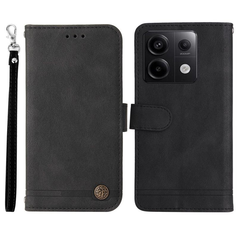 Leren Hoesje Voor Xiaomi Redmi Note 13 Pro 5g Decoratieve Riemklinknagel