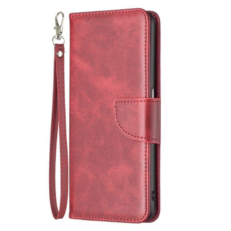 Folio-hoesje voor Realme C35 Met Ketting Flip Case Gladde Schuine Klep Met Riem
