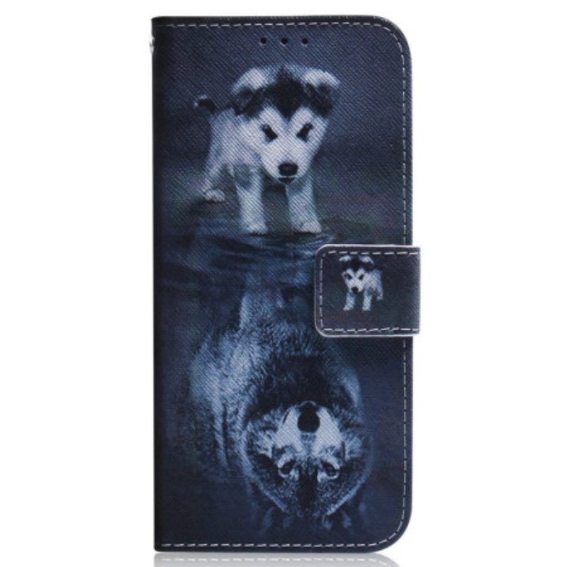 Leren Hoesje voor Realme C35 Puppy Perspectief Wolf