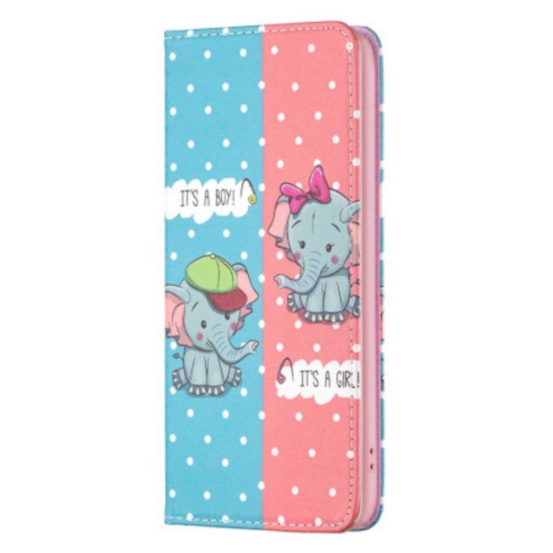 Bescherming Hoesje voor iPhone 14 Pro Folio-hoesje Baby Olifanten