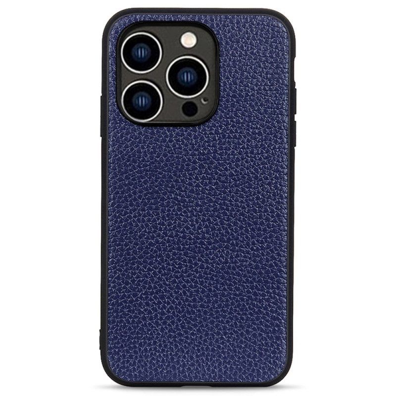 Hoesje voor iPhone 14 Pro Echt Litchi-leer